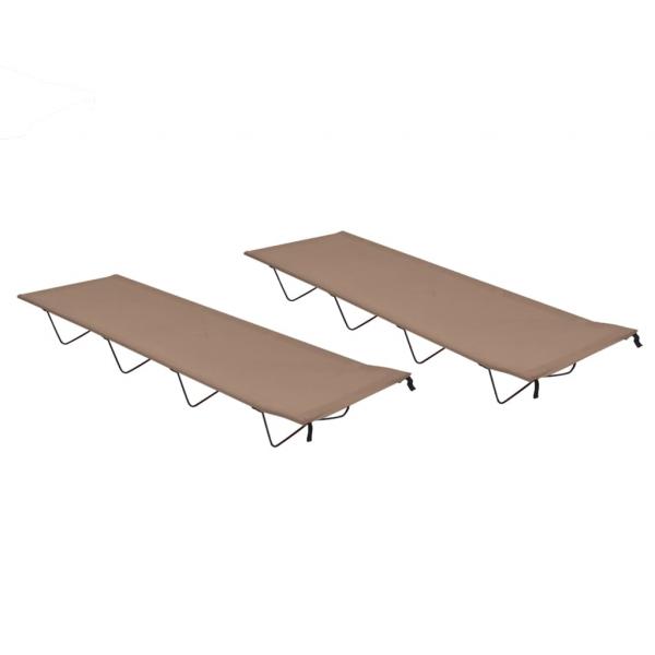 ARDEBO.de - Campingbetten 2 Stk. 180x60x19 cm Oxford-Gewebe und Stahl Taupe