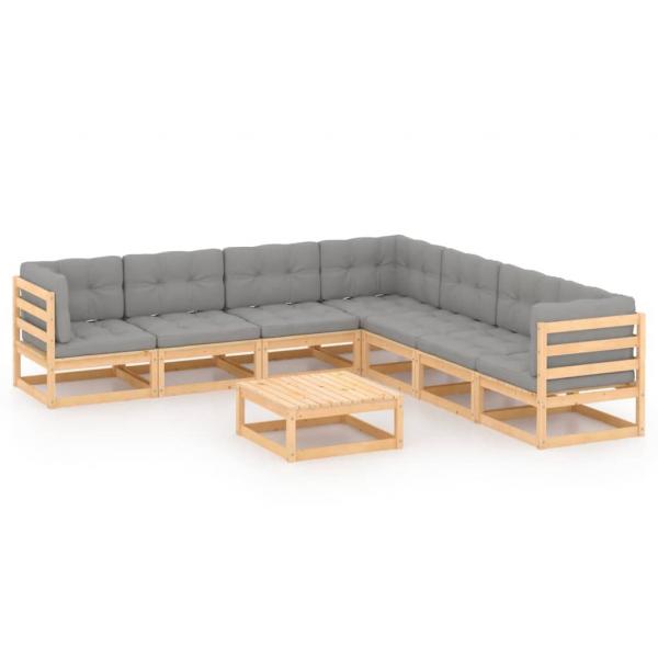 ARDEBO.de - 8-tlg. Garten-Lounge-Set mit Kissen Massivholz Kiefer