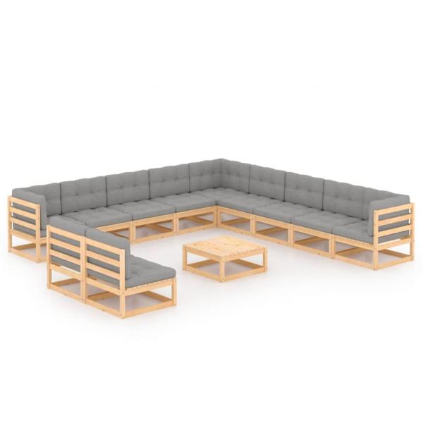 ARDEBO.de - 12-tlg. Garten-Lounge-Set mit Kissen Massivholz Kiefer