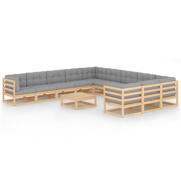 ARDEBO.de - 12-tlg. Garten-Lounge-Set mit Kissen Massivholz Kiefer