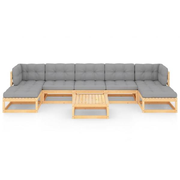 8-tlg. Garten-Lounge-Set mit Kissen Massivholz Kiefer