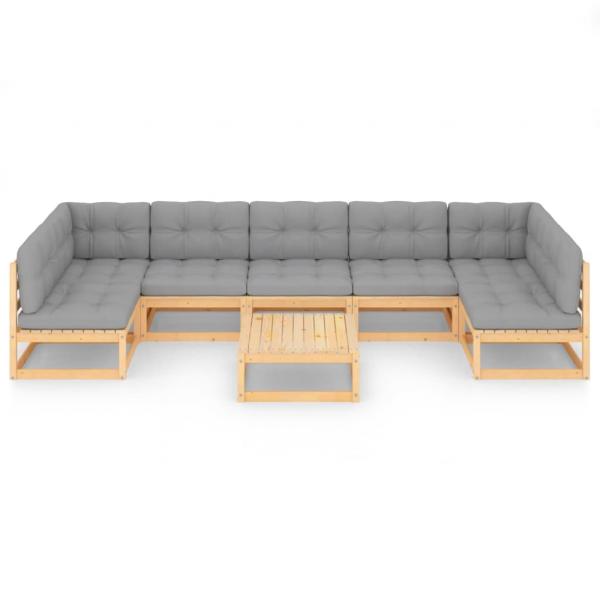 8-tlg. Garten-Lounge-Set mit Kissen Massivholz Kiefer