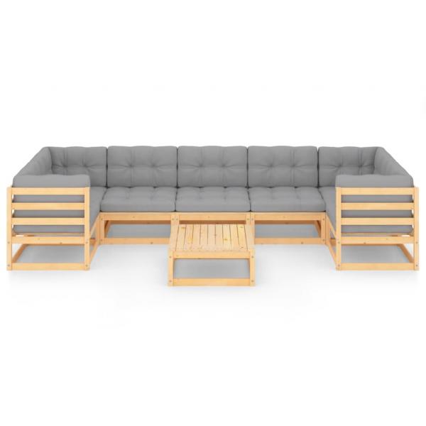 8-tlg. Garten-Lounge-Set mit Kissen Massivholz Kiefer