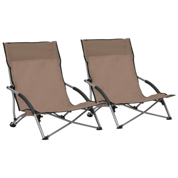 ARDEBO.de - Klappbare Strandstühle 2 Stk. Taupe Stoff