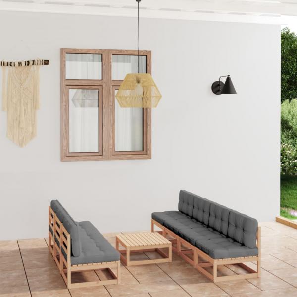 ARDEBO.de - 8-tlg. Garten-Lounge-Set mit Kissen Kiefer Massivholz