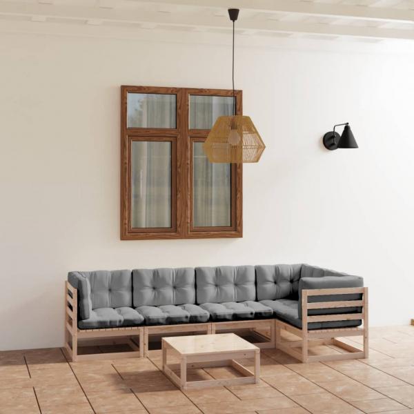 ARDEBO.de - 6-tlg. Garten-Lounge-Set mit Kissen Kiefer Massivholz