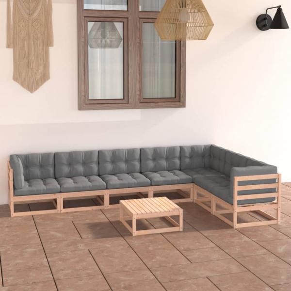 ARDEBO.de - 8-tlg. Garten-Lounge-Set mit Kissen Massivholz Kiefer