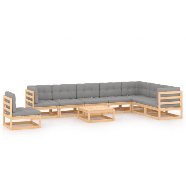 ARDEBO.de - 9-tlg. Garten-Lounge-Set mit Kissen Massivholz Kiefer