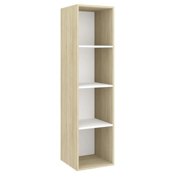 TV-Wandschrank Sonoma-Eiche Weiß 37x37x142,5 cm Holzwerkstoff