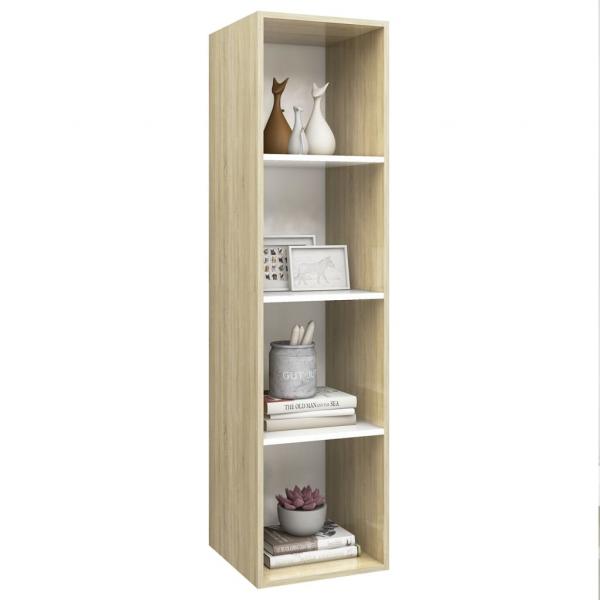 TV-Wandschrank Sonoma-Eiche Weiß 37x37x142,5 cm Holzwerkstoff