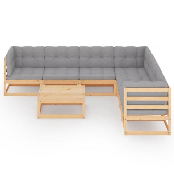 8-tlg. Garten-Lounge-Set mit Kissen Massivholz Kiefer