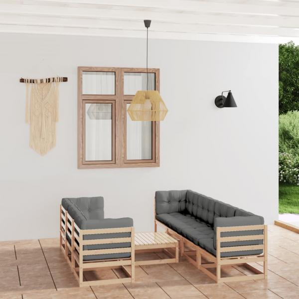 ARDEBO.de - 8-tlg. Garten-Lounge-Set mit Kissen Kiefer Massivholz