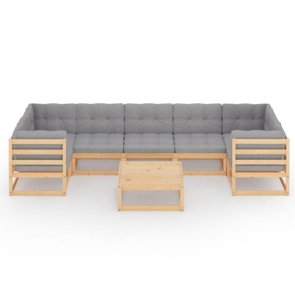 8-tlg. Garten-Lounge-Set mit Kissen Kiefer Massivholz