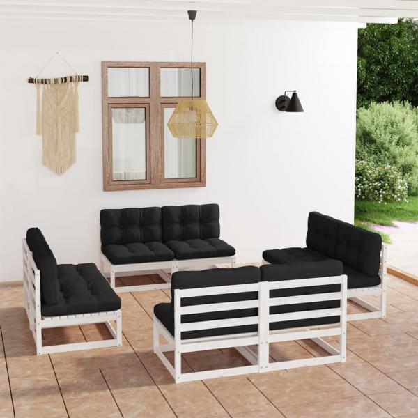 ARDEBO.de - 8-tlg. Garten-Lounge-Set mit Kissen Kiefer Massivholz