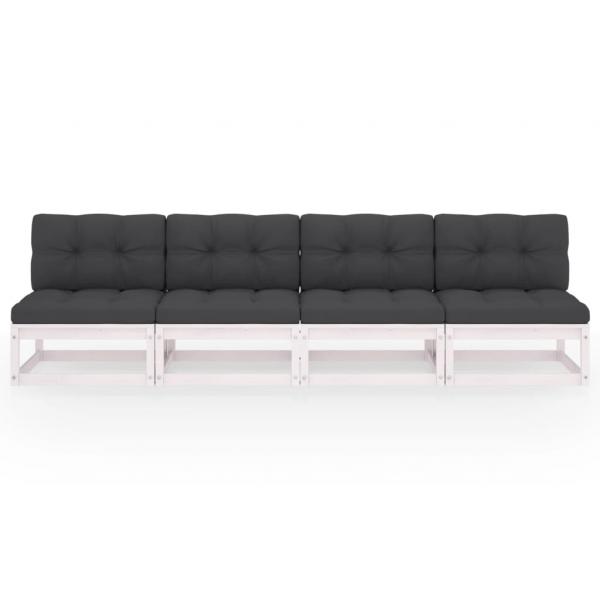 4-Sitzer-Gartensofa mit Kissen Kiefer Massivholz