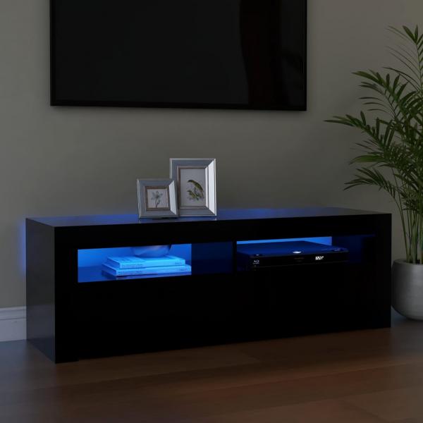 ARDEBO.de - TV-Schrank mit LED-Leuchten Schwarz 120x35x40 cm