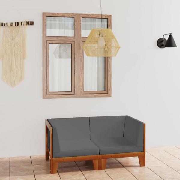 ARDEBO.de - 2-Sitzer-Sofa mit Dunkelgrauen Kissen Akazie Massivholz