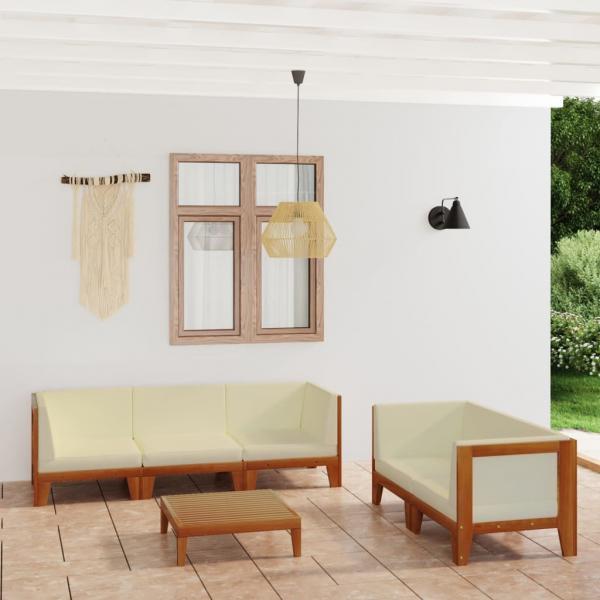 ARDEBO.de - 6-tlg. Garten-Lounge-Set mit Kissen Akazie Massivholz