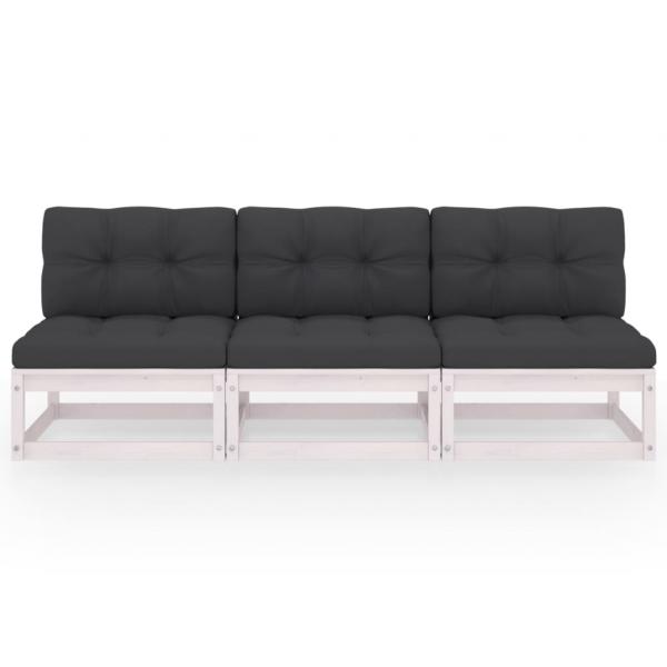 3-Sitzer-Sofa mit Kissen Kiefer Massivholz