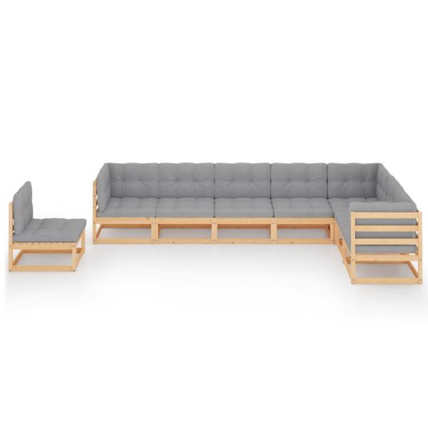 8-tlg. Garten-Lounge-Set mit Kissen Massivholz Kiefer