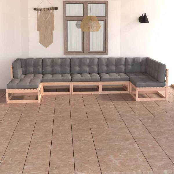 ARDEBO.de - 7-tlg. Garten-Lounge-Set mit Kissen Massivholz Kiefer