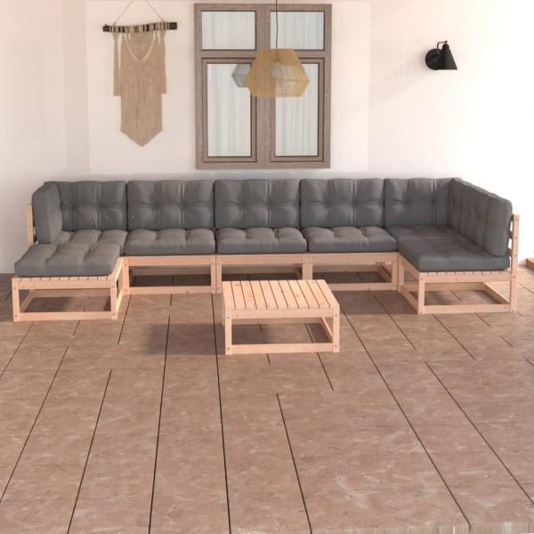 ARDEBO.de - 8-tlg. Garten-Lounge-Set mit Kissen Massivholz Kiefer