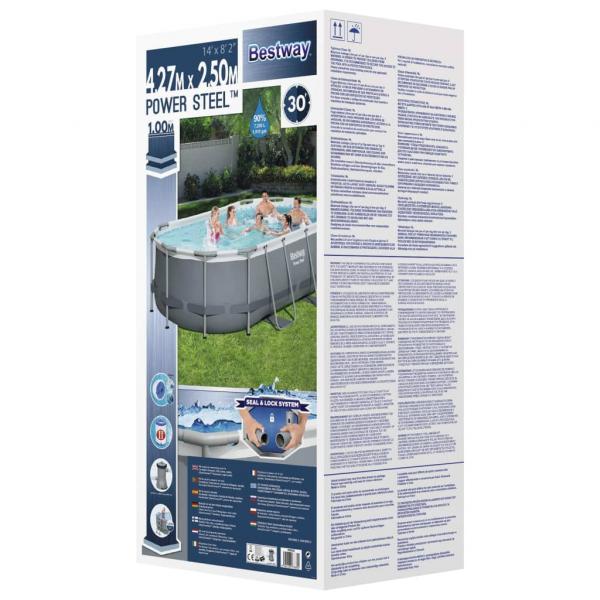 Bestway Power Steel Aufstellpool Oval 427x250x100 cm 