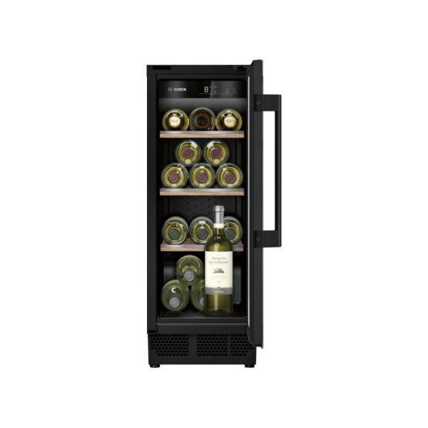 ARDEBO.de Bosch KUW20VHF0 Einbau-Weinkühlschrank mit Glastür, 58 L, 21 Flaschen, Präsentationsmodul, LED-Beleuchtung, schwarz