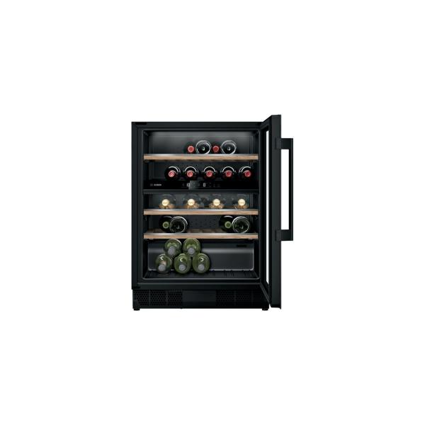 ARDEBO.de Bosch KUW21AHG0 Weinkühlschrank mit Glastür, 120 L, 60cm breit, zwei Temperaturzonen, LED-Beleuchtung, schwarz