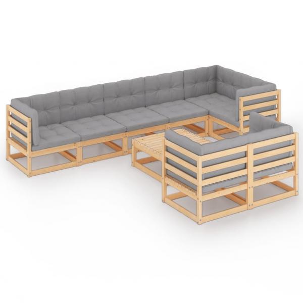 ARDEBO.de - 9-tlg. Garten-Lounge-Set mit Kissen Massivholz Kiefer