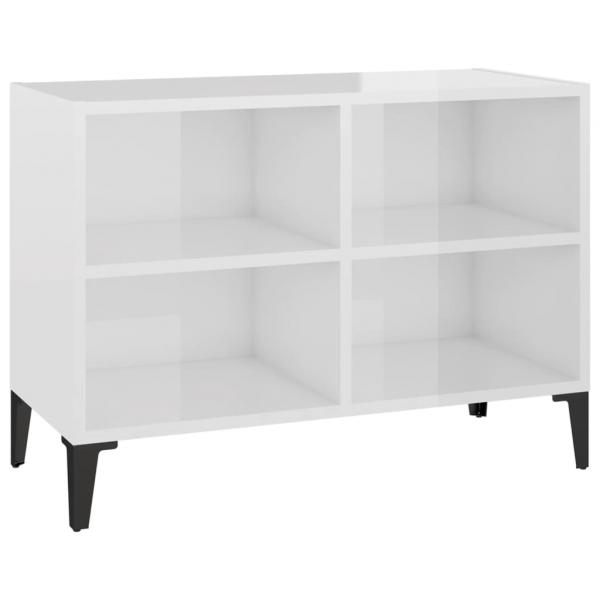 TV-Schrank mit Metallbeinen Hochglanz-Weiß 69,5x30x50cm