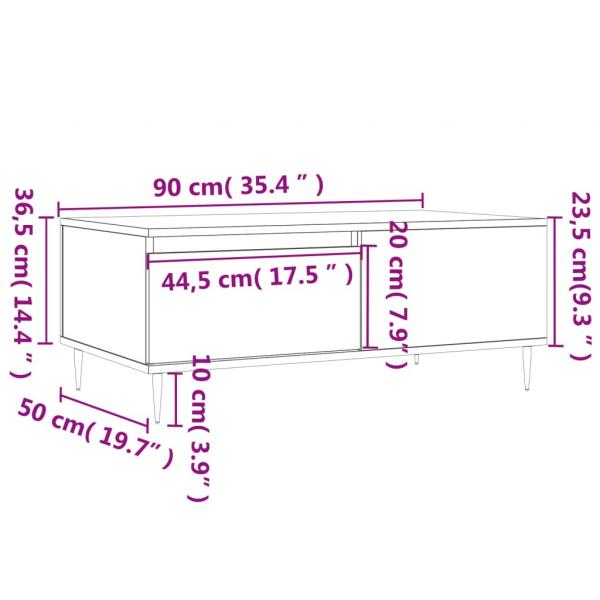 Couchtisch Grau Sonoma 90x50x36,5 cm Holzwerkstoff