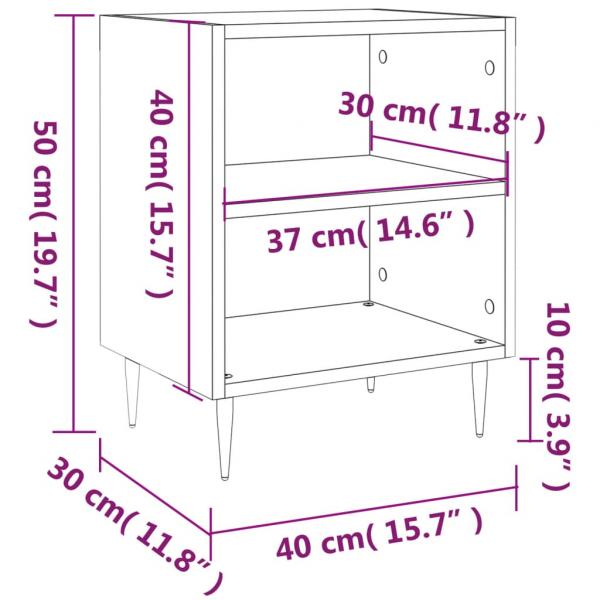 Nachttische 2 Stk. Grau Sonoma 40x30x50 cm Holzwerkstoff