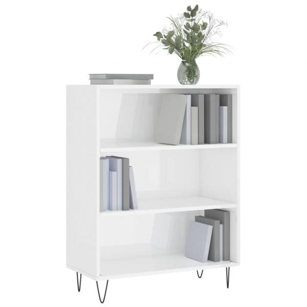 Bücherregal Hochglanz-Weiß 69,5x32,5x90 cm Holzwerkstoff