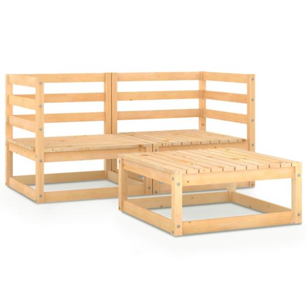 3-tlg. Garten-Lounge-Set Massivholz Kiefer