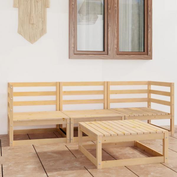 ARDEBO.de - 4-tlg. Garten-Lounge-Set Massivholz Kiefer