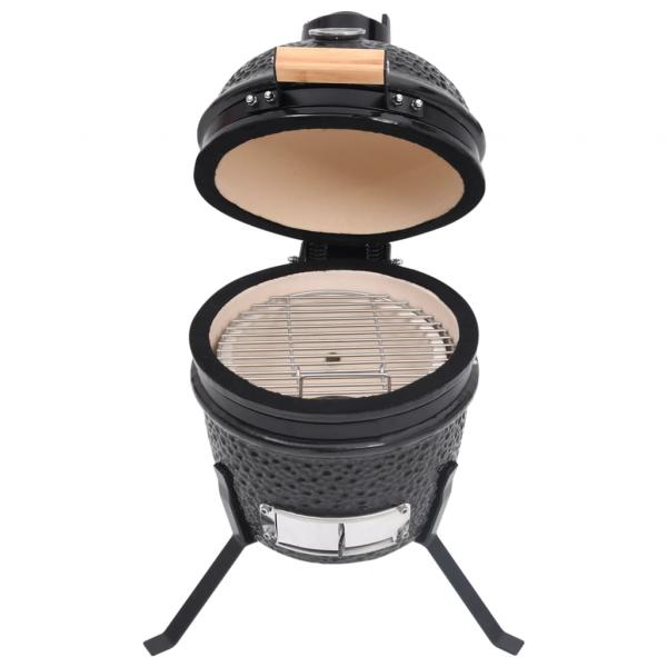 2-in-1 Kamado-Grill Smoker Keramik 56 cm Schwarz