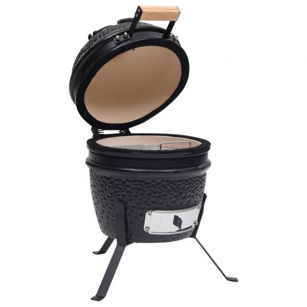 2-in-1 Kamado-Grill Smoker Keramik 56 cm Schwarz