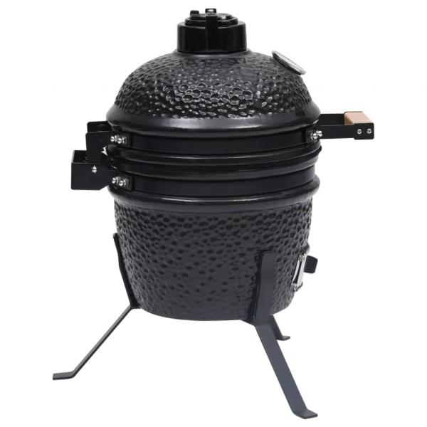 2-in-1 Kamado-Grill Smoker Keramik 56 cm Schwarz