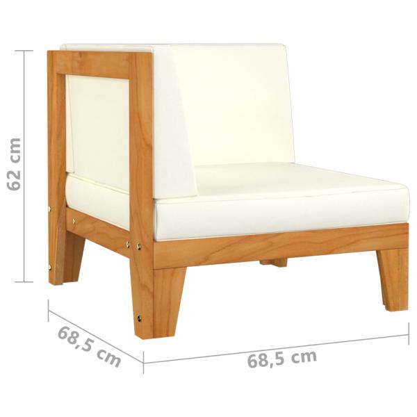 2-Sitzer-Sofa mit Cremeweißen Kissen Akazie Massivholz