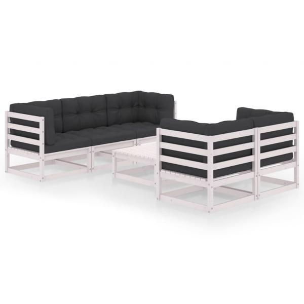 ARDEBO.de - 6-tlg. Garten-Lounge-Set mit Kissen Kiefer Massivholz