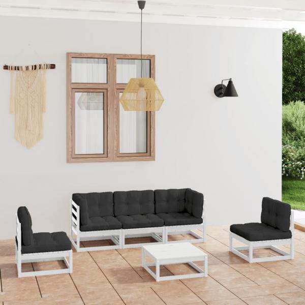 ARDEBO.de - 6-tlg. Garten-Lounge-Set mit Kissen Kiefer Massivholz