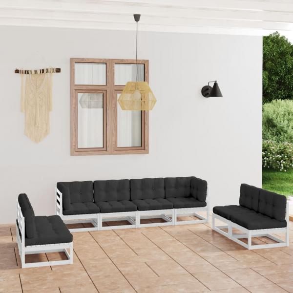 ARDEBO.de - 8-tlg. Garten-Lounge-Set mit Kissen Kiefer Massivholz