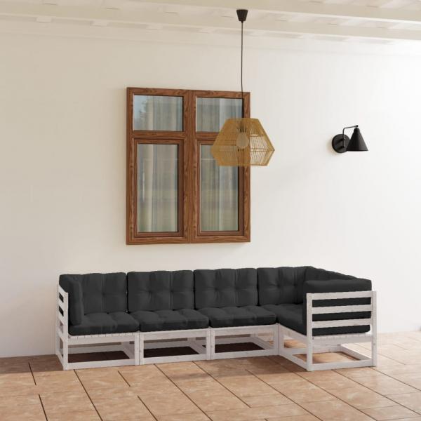 ARDEBO.de - 5-tlg. Garten-Lounge-Set mit Kissen Kiefer Massivholz