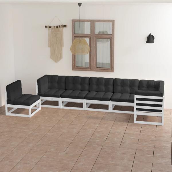 ARDEBO.de - 7-tlg. Garten-Lounge-Set mit Kissen Massivholz Kiefer