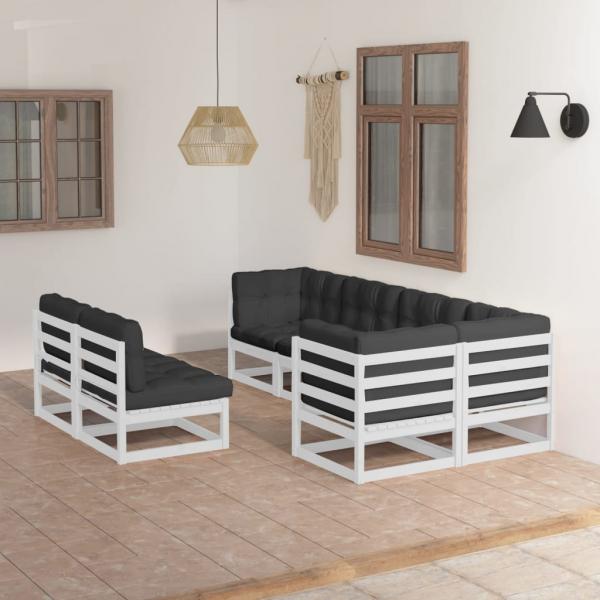 ARDEBO.de - 7-tlg. Garten-Lounge-Set mit Kissen Massivholz Kiefer