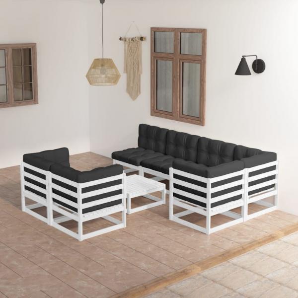 ARDEBO.de - 8-tlg. Garten-Lounge-Set mit Kissen Massivholz Kiefer