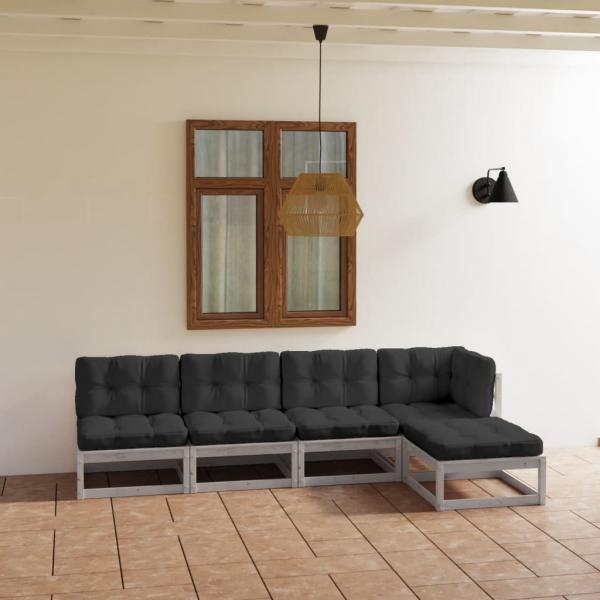 ARDEBO.de - 5-tlg. Garten-Lounge-Set mit Kissen Kiefer Massivholz