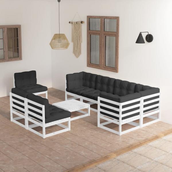 ARDEBO.de - 9-tlg. Garten-Lounge-Set mit Kissen Massivholz Kiefer