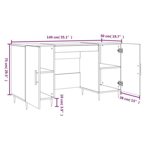 Schreibtisch Hochglanz-Weiß 140x50x75 cm Holzwerkstoff